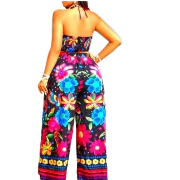 Beautiful floral print two piece Halter neck pant set sz 4x - Picture 2 of 3